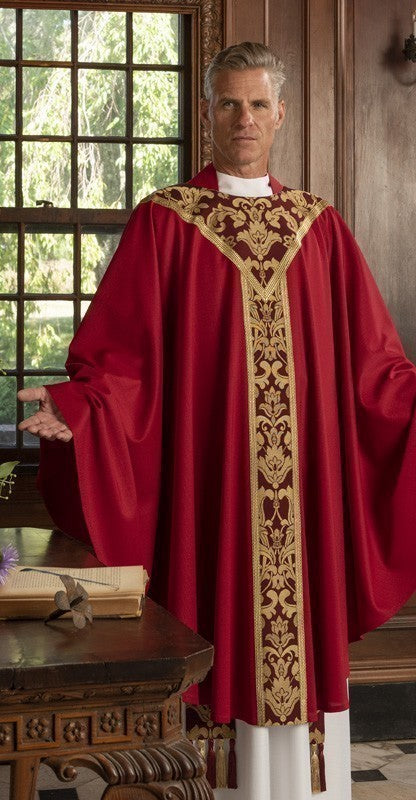 St Laurence Red Chasuble: red liturgical vestment for priest or deacon ...