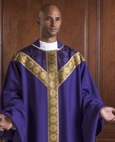 San Marcellino Chasuble: purple liturgical vestment for priest or ...